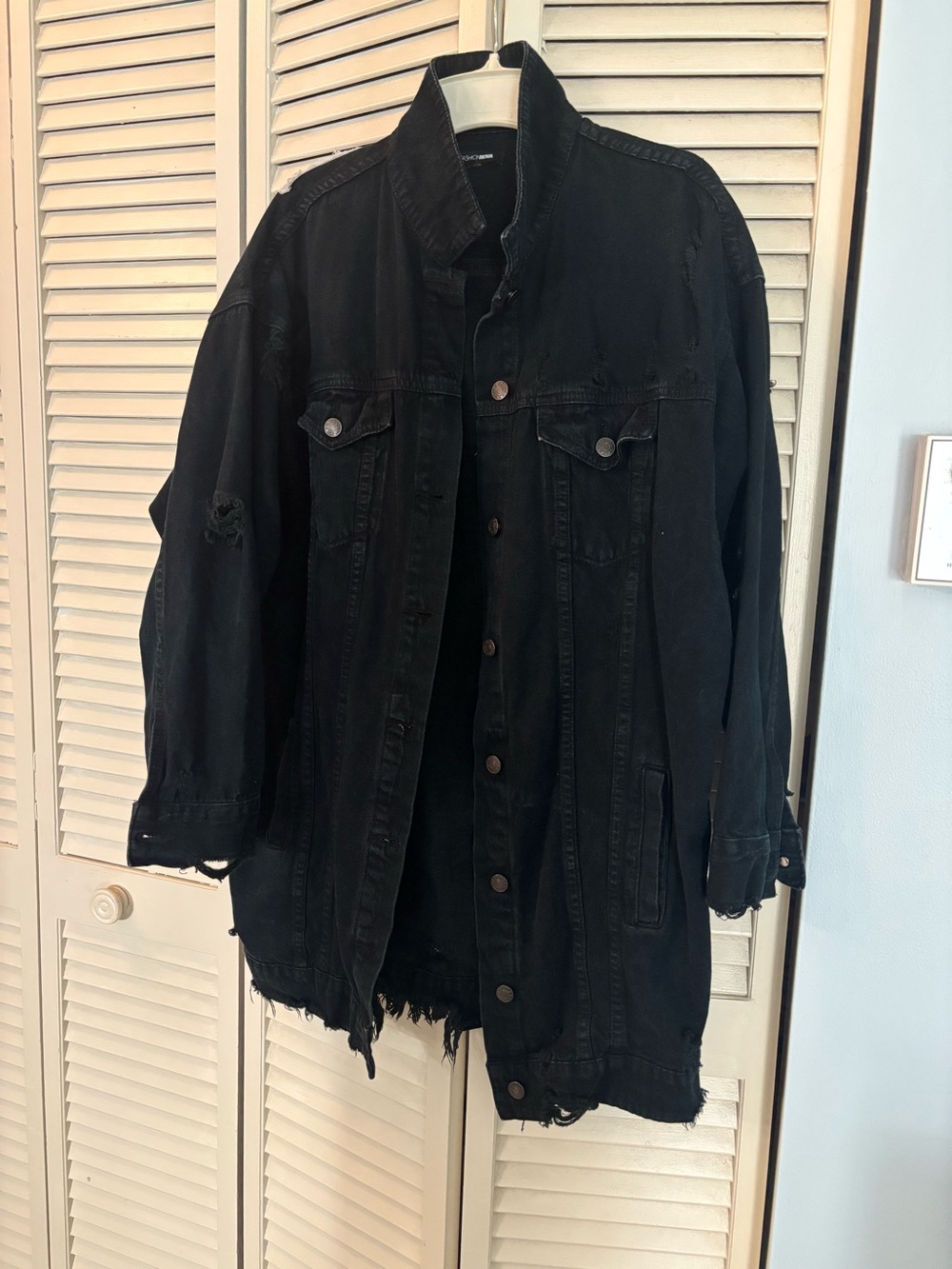 Women’s Fashion Nova Black Distressed Denim Jacket